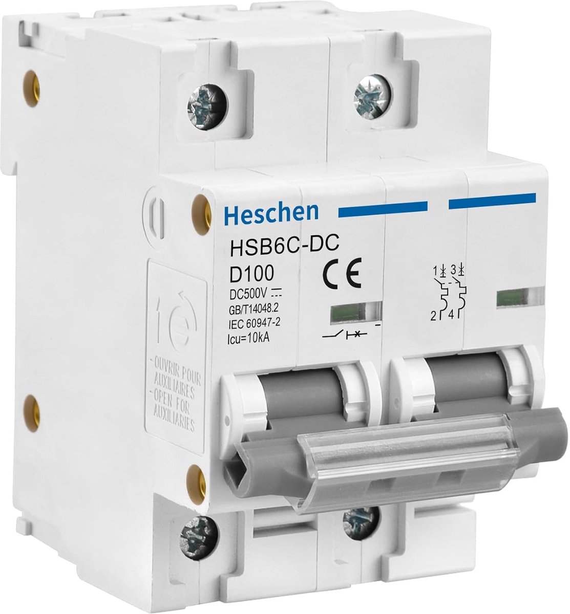 DC Miniatuur Stroomonderbreker 2 Polen 100A 500V voor Zonne-energie Systemen