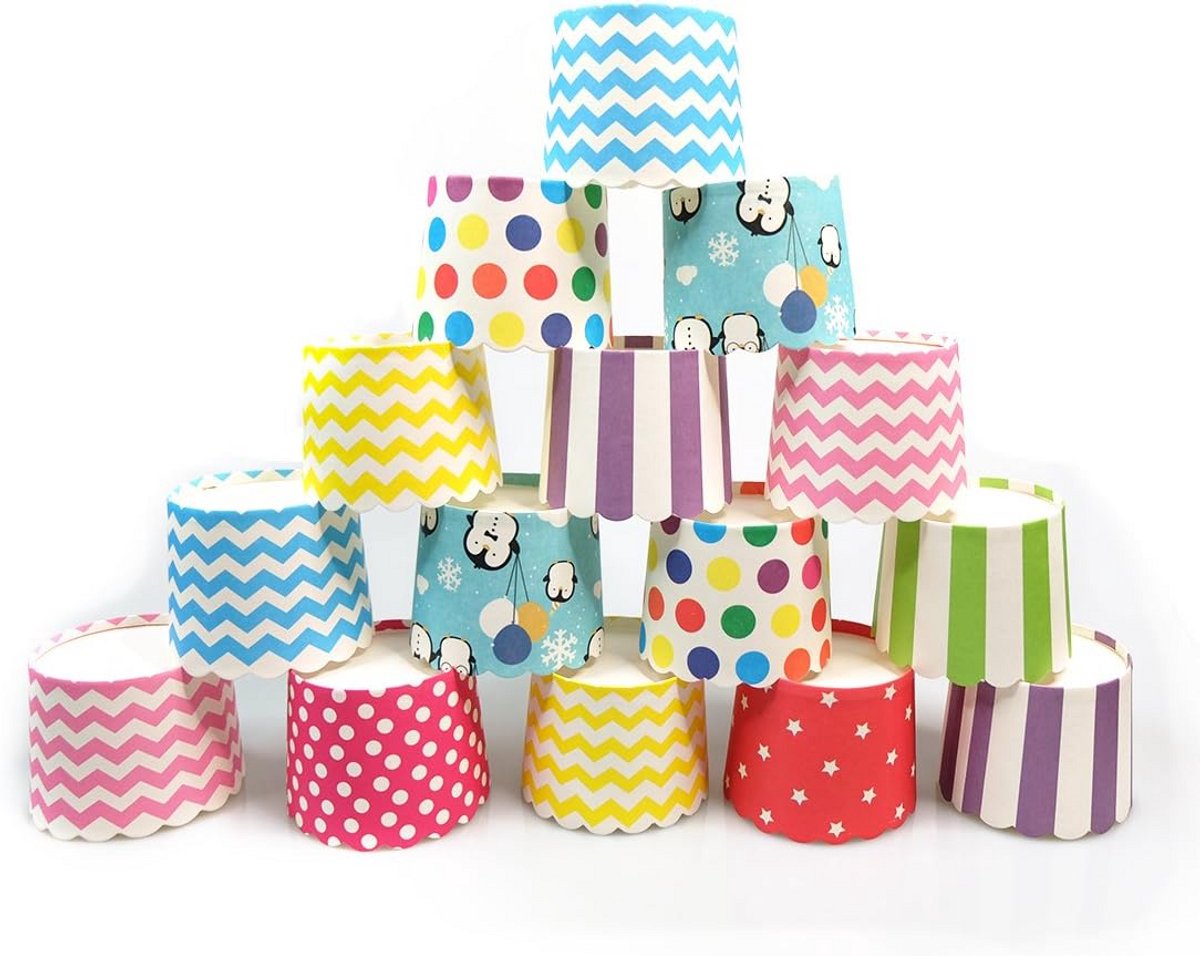 100 Stuks Papieren Muffinvormen voor Cupcakes - Kleurrijk en Decoratief