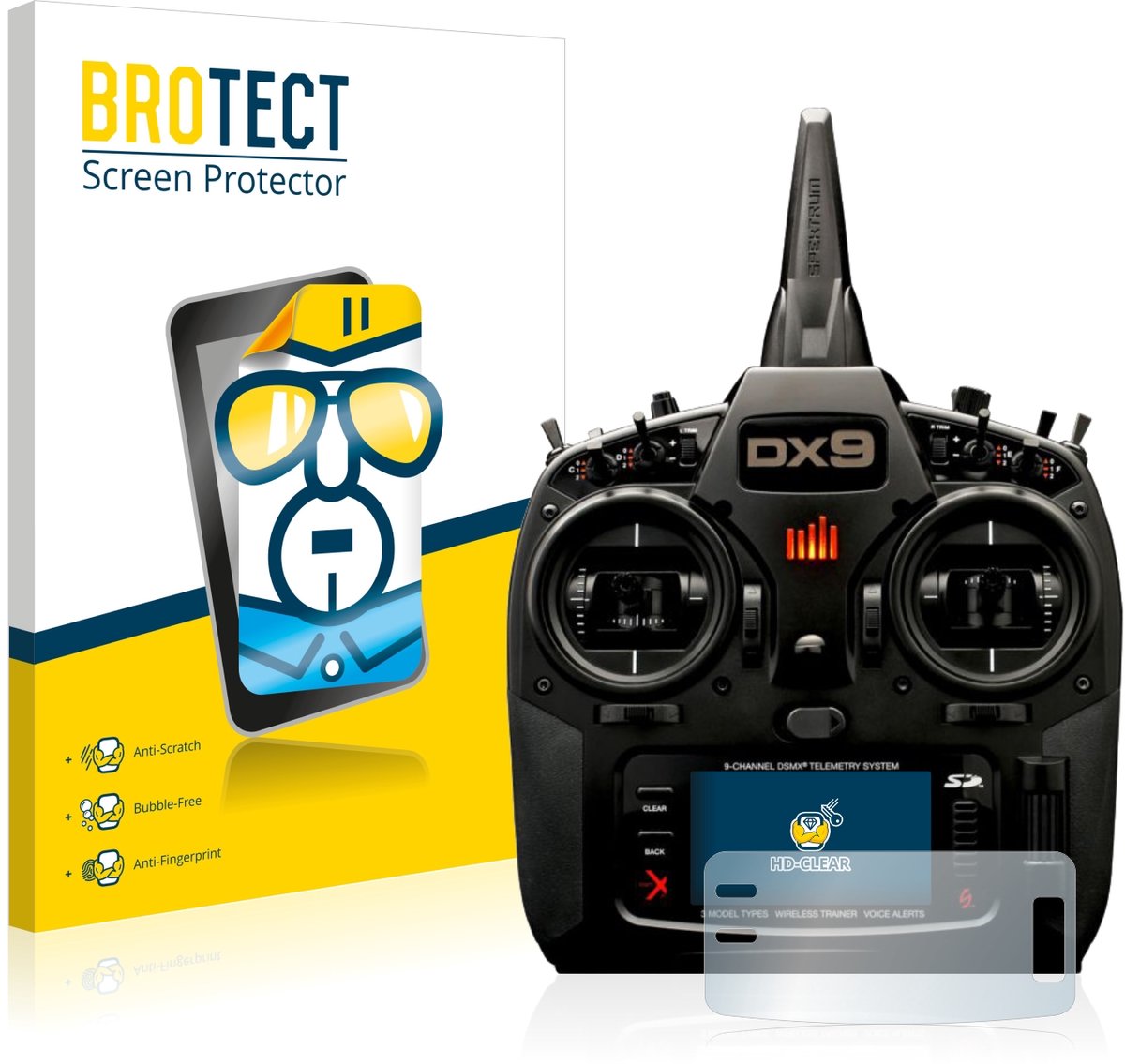 BROTECT - Screenprotector voor Spektrum DX9 - Folie Beschermfolie transparant 2 Stuks