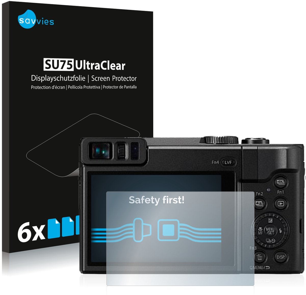 Savvies - Screenprotector voor Panasonic Lumix DC-TZ91 - Folie Beschermfolie transparant 6 Stuks