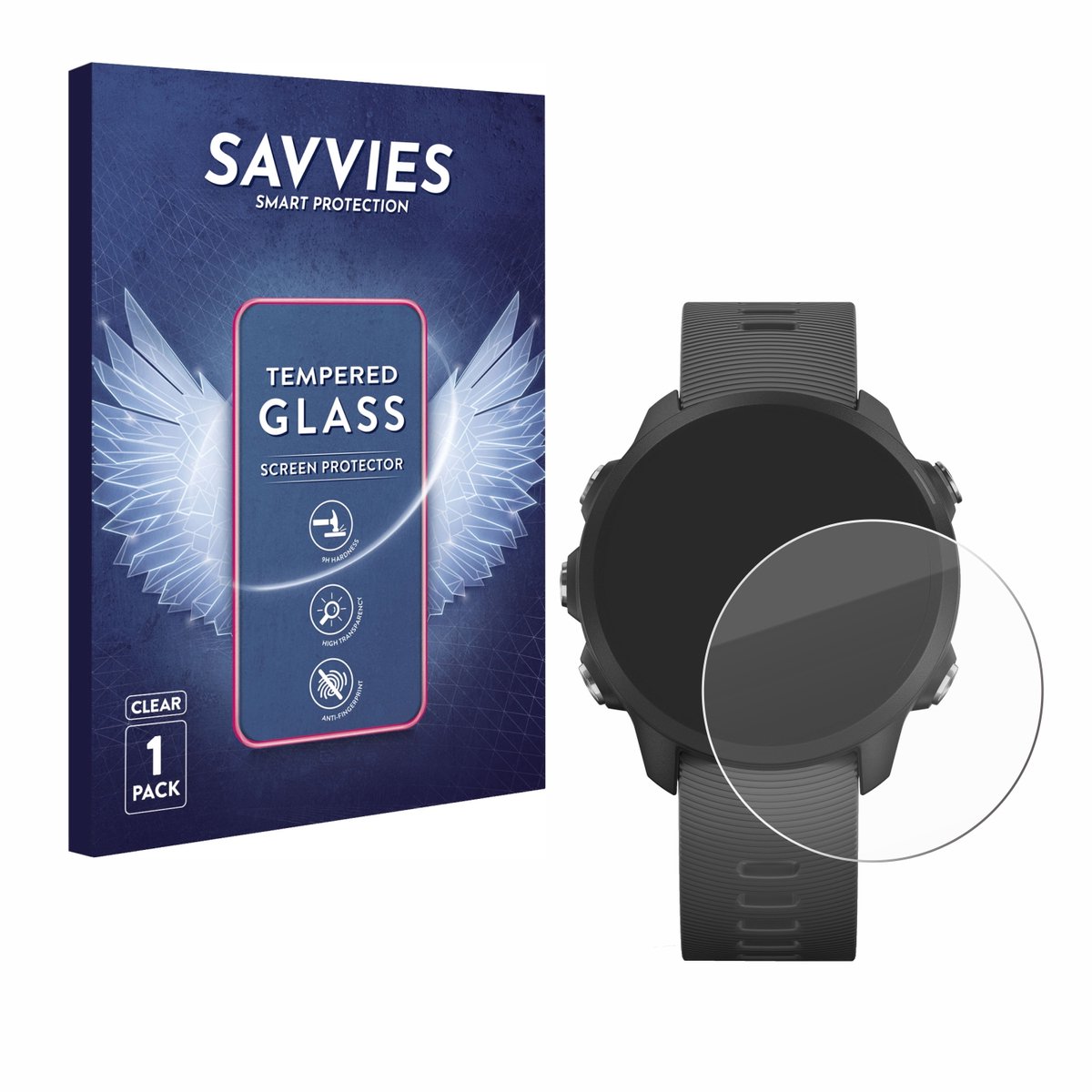 Savvies - Glas Screenprotector voor Garmin Forerunner 245 Music - Gehard Beschermglas 9H