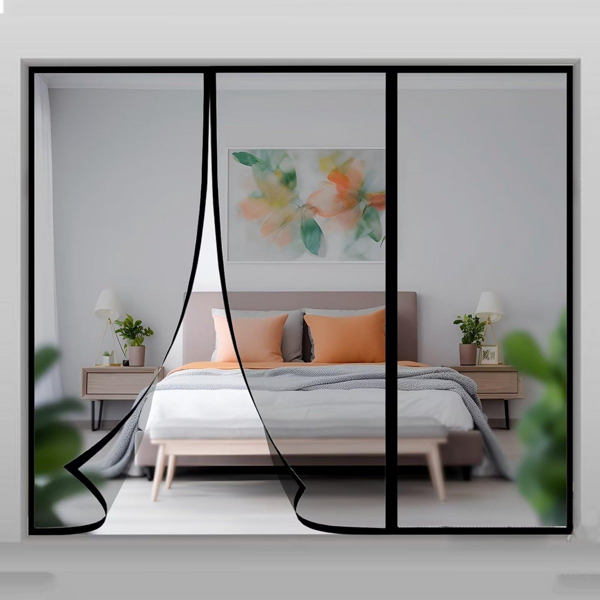 Magnetisch Vliegengordijn Raamhor Zwart 110x180cm Zonder Boren