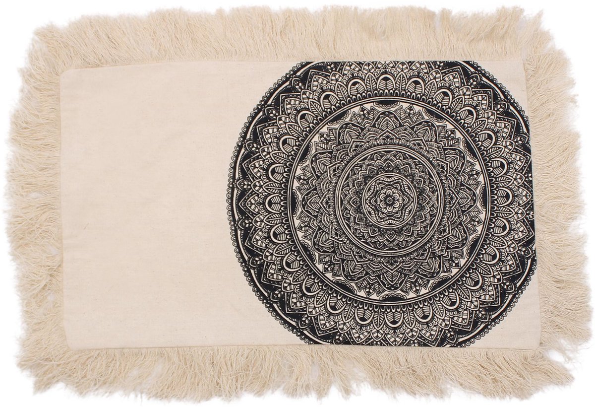 4x Traditioneel Mandala Kussenhoezen - 30x50cm - Zwart