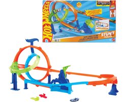 Hot Wheels Stuntbanen Snelle Lanceringscycloon Baanset en metalen speelgoedauto