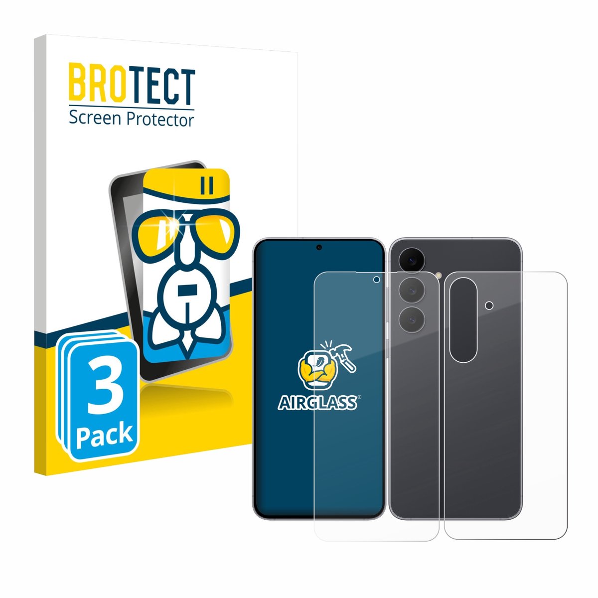 Screenprotector 3 Stuks voor Samsung Galaxy S25 FE Enterprise Edition (Voor+Achter) Beschermglas transparant