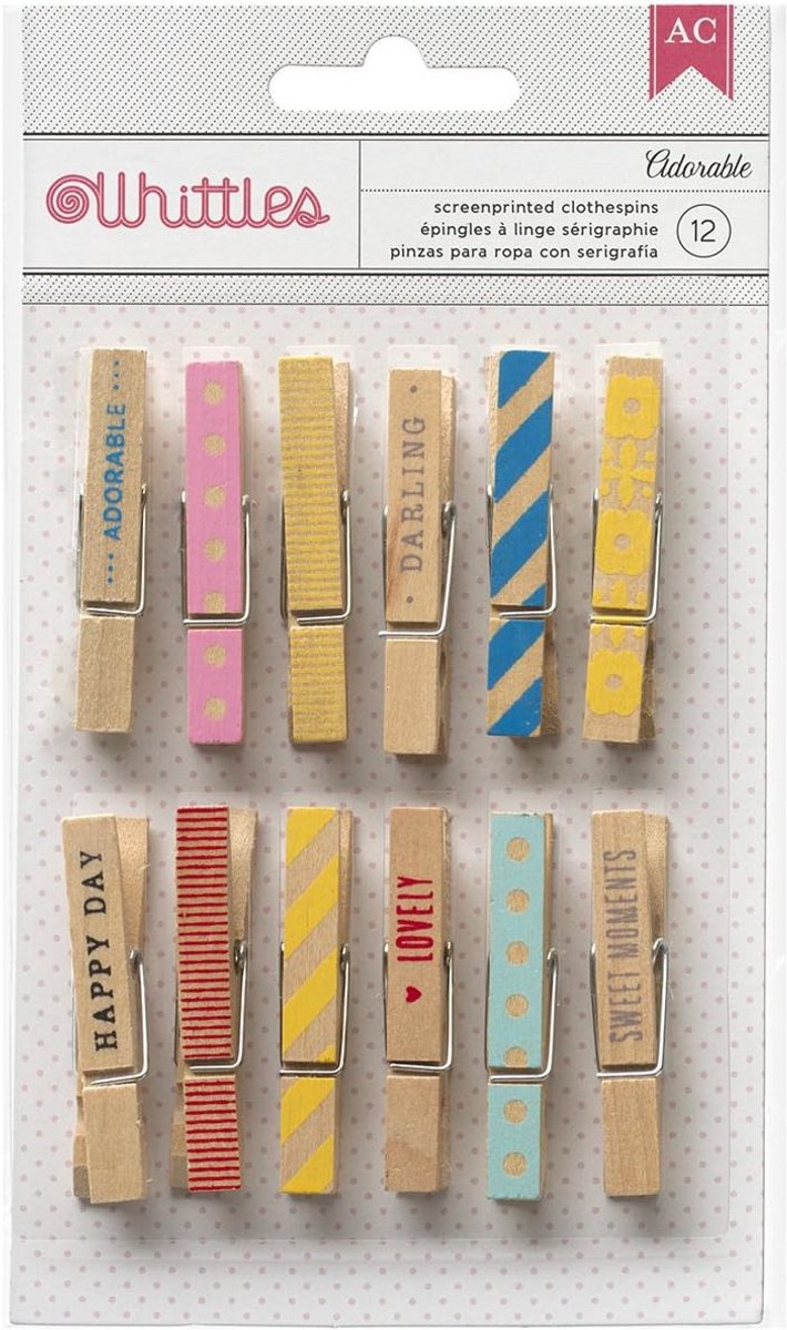 12 Houten Wasknijpers voor Knutselen en Scrapbooking - Decoratieve Mini Knijpers