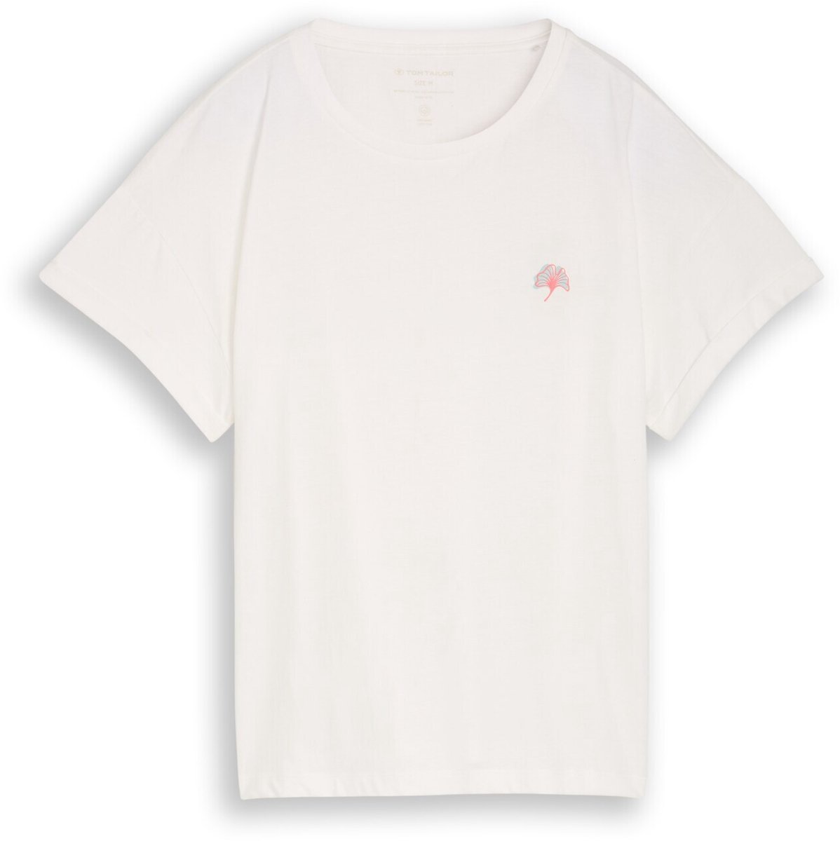 Tom Tailor - T-shirt met borduursel - Maat XS - Soft Clear White