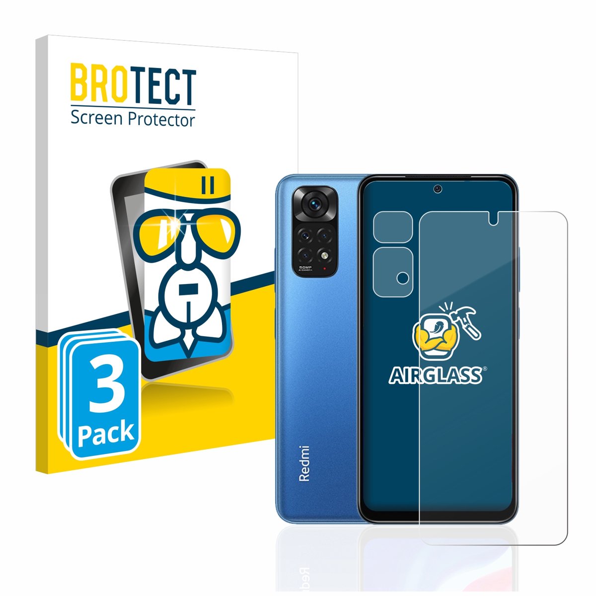 Screenprotector 3 Stuks voor Xiaomi Redmi Note 11 (Voor+Camera) Beschermglas transparant