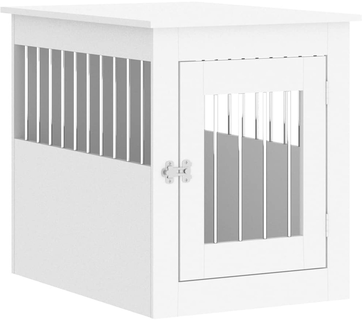 Bol.com vidaXL - Hondenbench - 55x75x65 - cm - bewerkt - hout - wit aanbieding