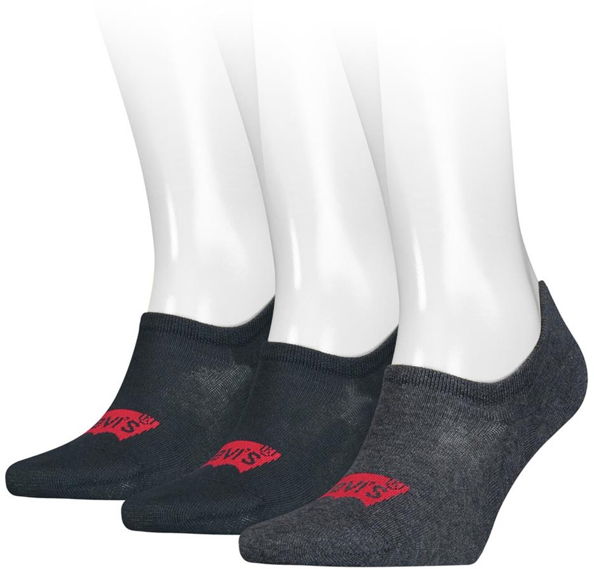 Levi’s Heren Footies High Cut Batwing Logo 3-Pack Blauw