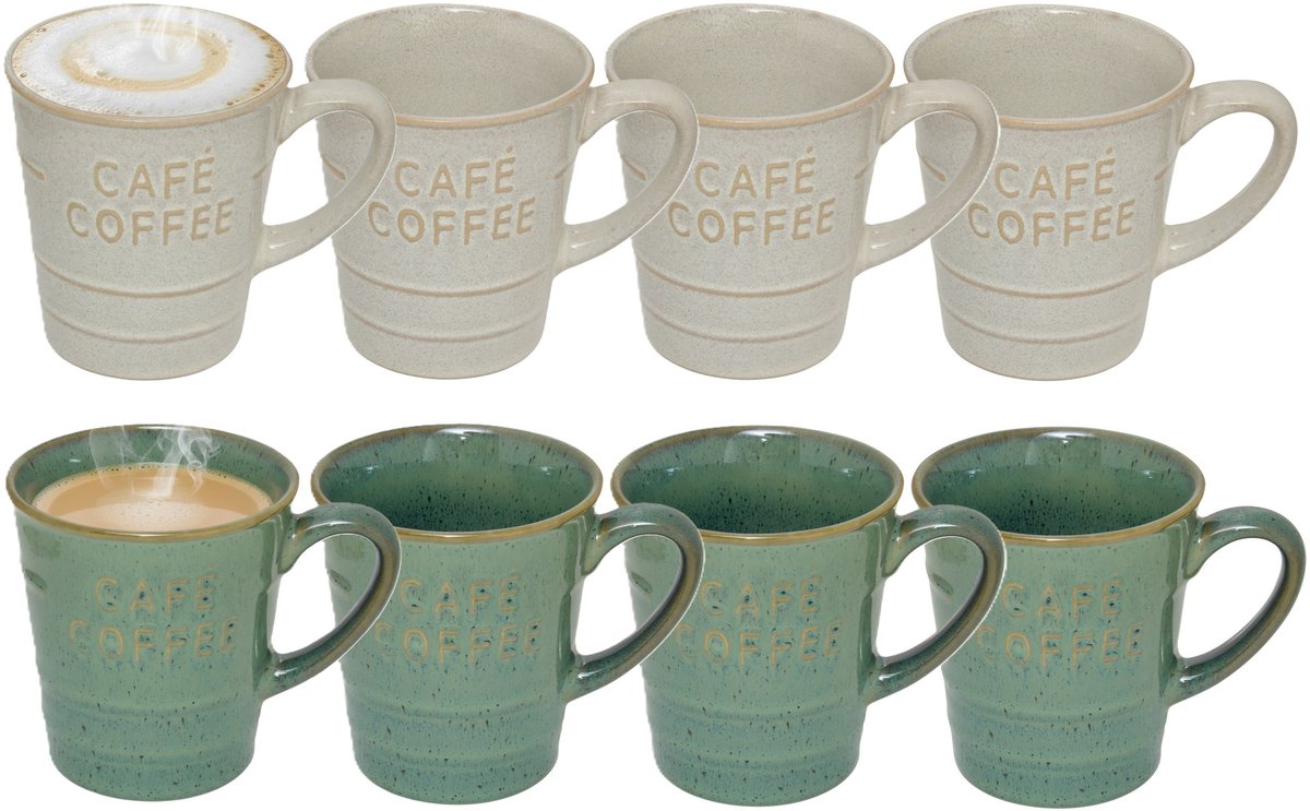 Secret de gourmet Koffiemokken - 8x stuks - 200 ml - kleuren gemixt