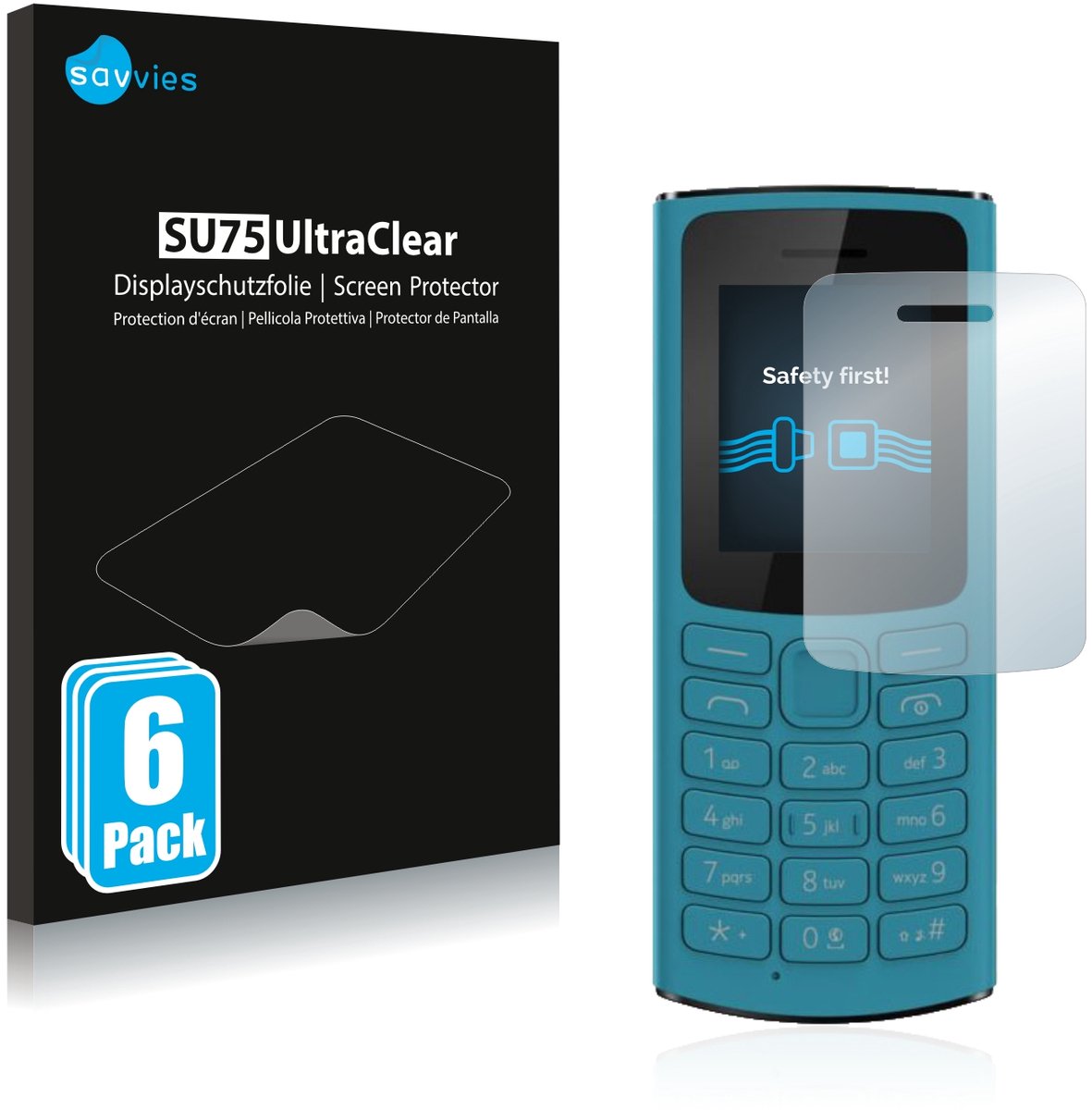 Savvies - Screenprotector voor Nokia 105 4G 2021 - Folie Beschermfolie transparant 6 Stuks