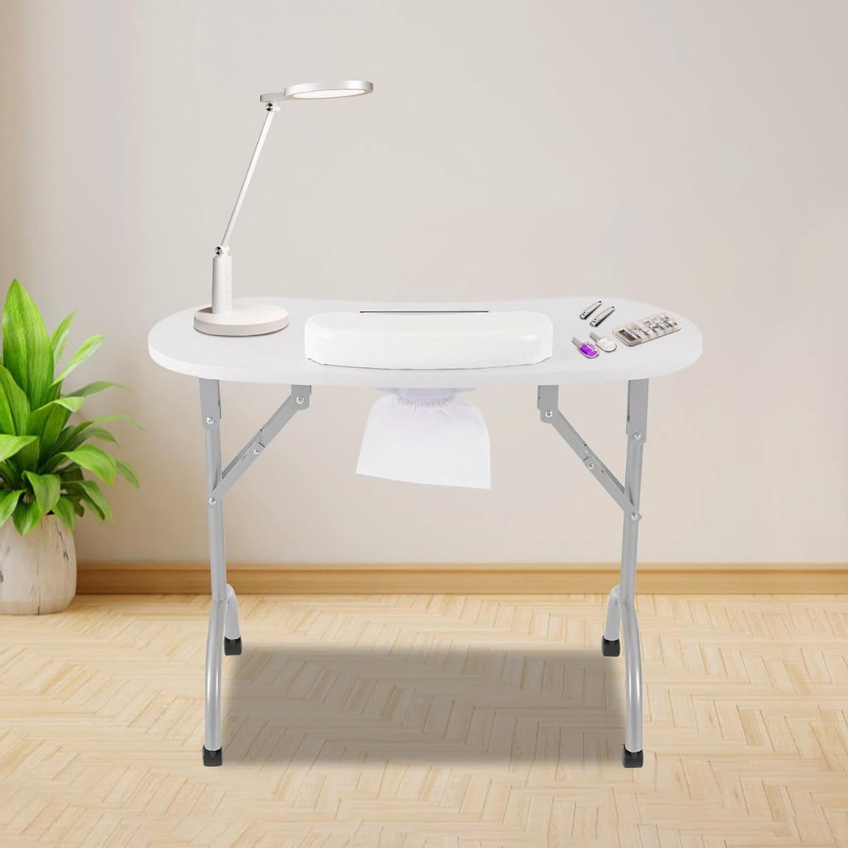 VIN® Manicure Tafel met Afzuiging – Nageltafel – Bureau – Op Wieltjes – Met 3 Stofzuigerzakken – Opvouwbaar – Wit - 90 x 40 x 72,5 cm