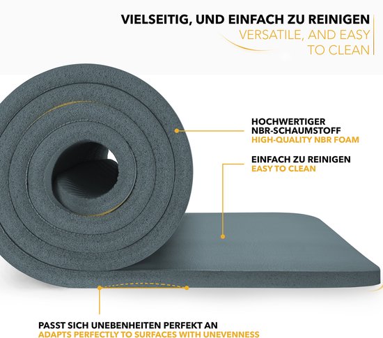 Yoga mat grijs/petrol 1 cm dik, fitnessmat, pilates, aerobics van Domyos — afbeelding 2
