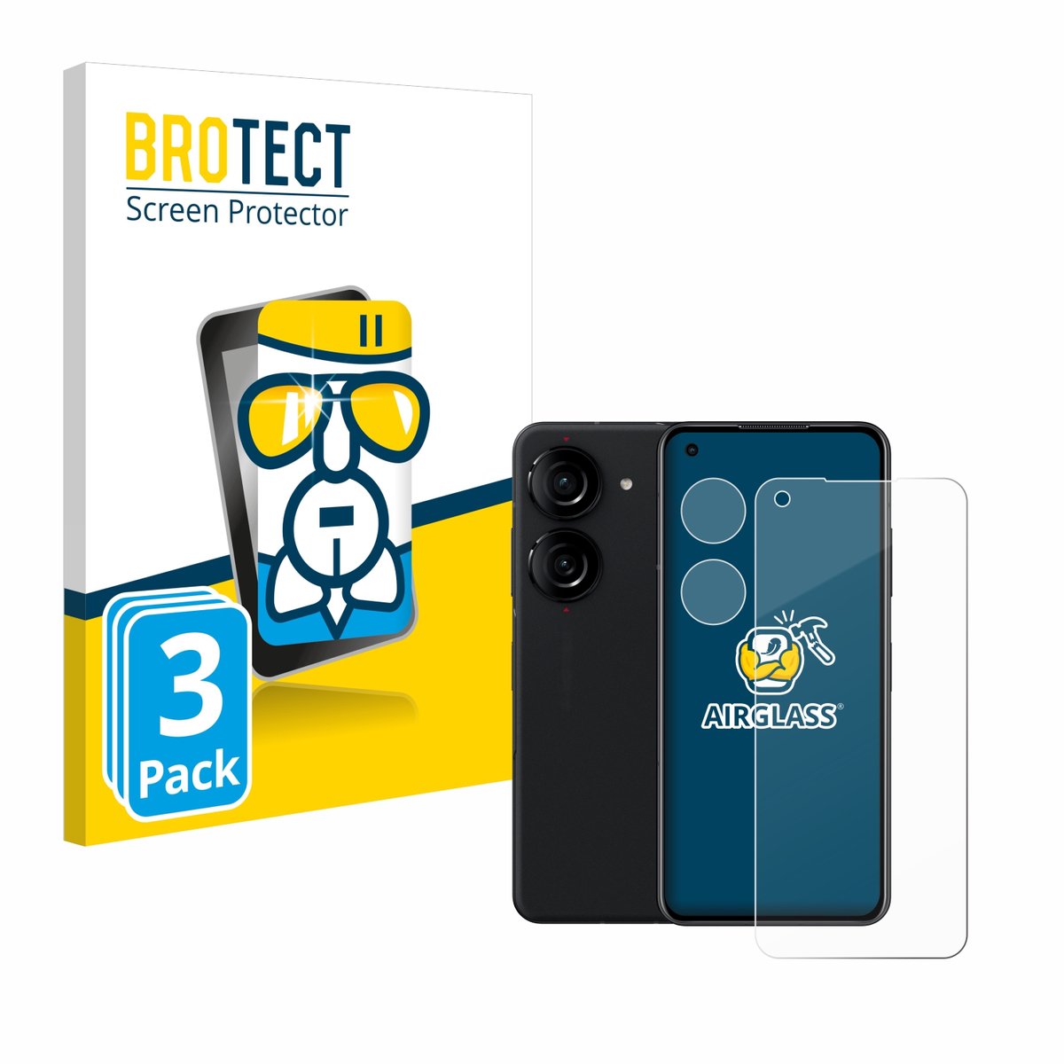 Screenprotector 3 Stuks voor ASUS ZenFone 10 (Voor+Camera) Beschermglas transparant