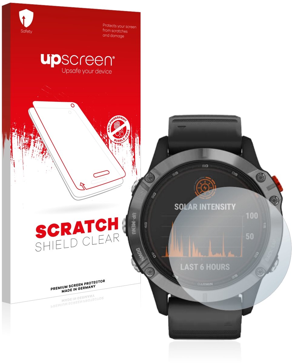 upscreen - Screenprotector voor Garmin Fenix 6 Solar - Folie Beschermfolie transparant
