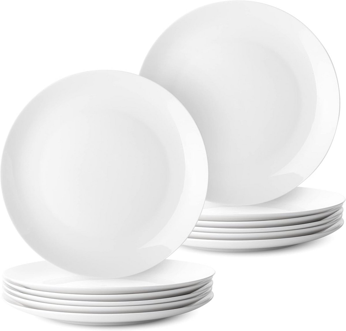 Set van 12 Witte Dinerborden 27 cm Porselein Stapelbaar