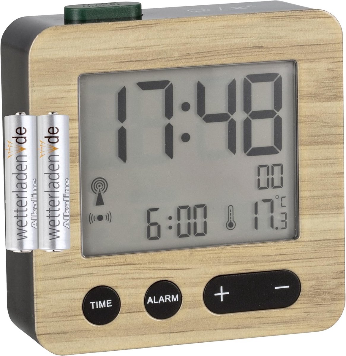 Digitale Wekker met Radio en Binnentemperatuur Houtlook Inclusief Batterijen