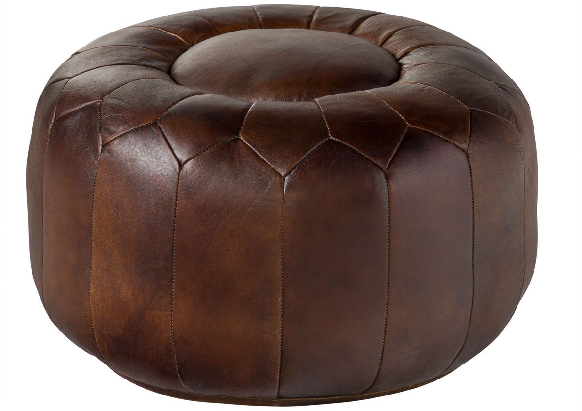 MASSIVMOEBEL24 .DE gestoffeerde kruk CHESTERFIELD #18 bruin echt leer (buffel) 60 x 38 x 60 cm