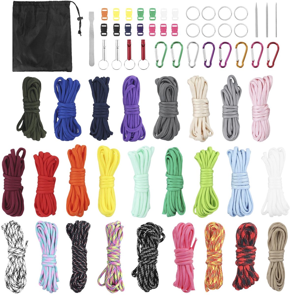 Meerkleurige Paracord Set - Slijtvast Nylon Touw - 3 Meter per Rol