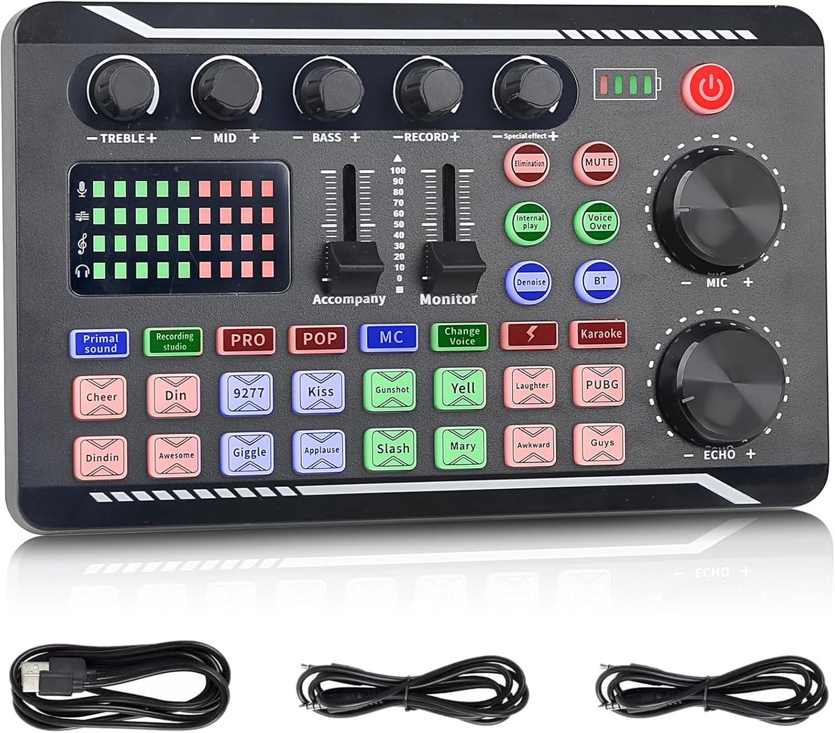 Professionele USB Geluidskaart Mixer Interface met Stemvervormer & Effecten voor Livestreaming Podcast Gaming