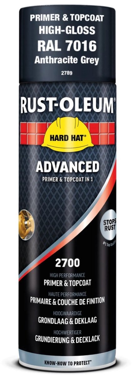 Rust-Oleum Grondverf & Lak in 1 spuitbus - antraciet RAL7016 - UV-bestendig