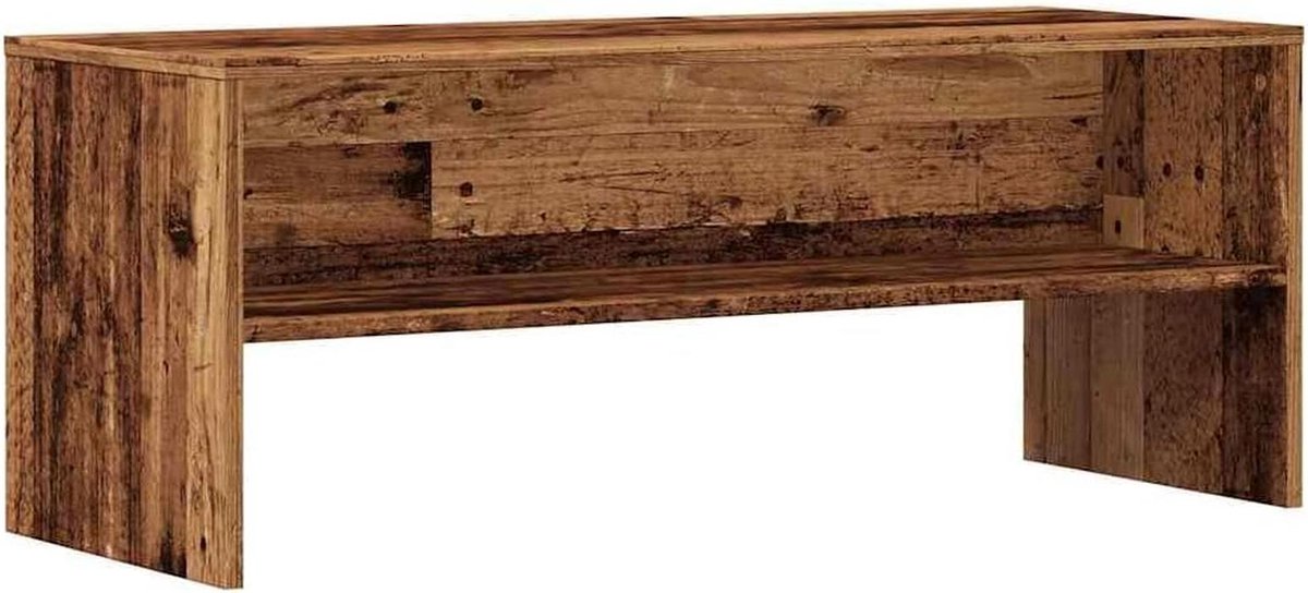TV-kast 100 cm - Gesneden hout in oude houtkleur - Ruime opbergruimte voor woonkamer en slaapkamer