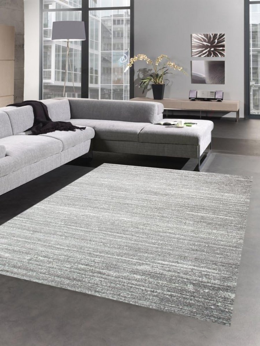 Effen vloerkleed antracietgrijs 80x300 cm, korte stapel polypropyleen, geschikt voor vloer