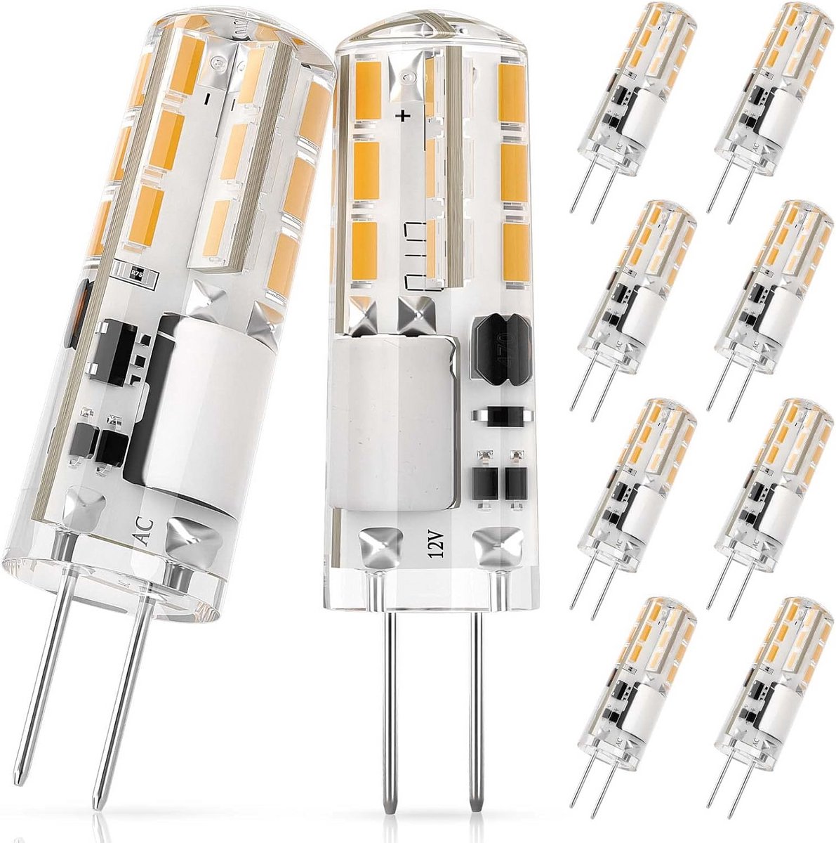 G4 LED Lamp 1.2W Vervangt 10W Halogeen 12V Warm Wit 3000K Set van 10 Stuks