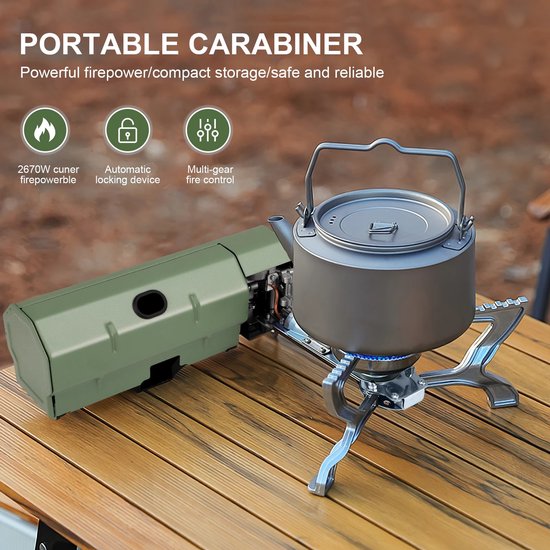 Novendo Goods - 11000W Camping gasfornuis met 5 branders – Winddichte ultralichte backpacking brander met ontsteking en 100 cm gasslang – Opvouwbaar propaan/butaan kooktoestel — afbeelding 3