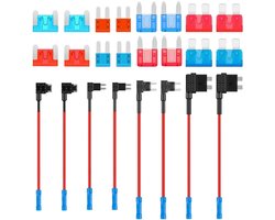 Stroomdiefzekering auto met 4 waarden en Piggyback zekeringsadapter