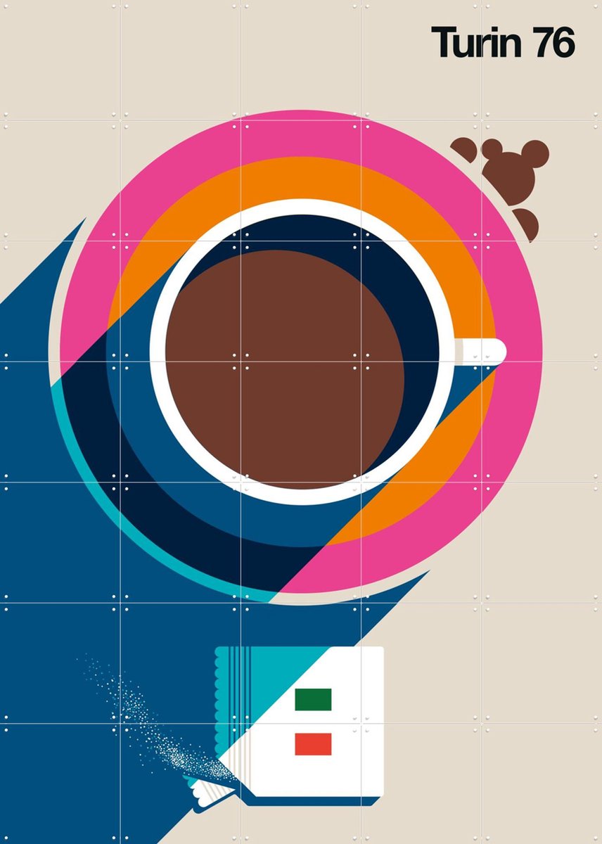 IXXI Turin 76, Bo Lundberg - 100 x 140 cm - Gratis ophangtool - Grote wanddecoratie en posters - Illustraties, Kleurrijk, Mancave, Eten & Drinken