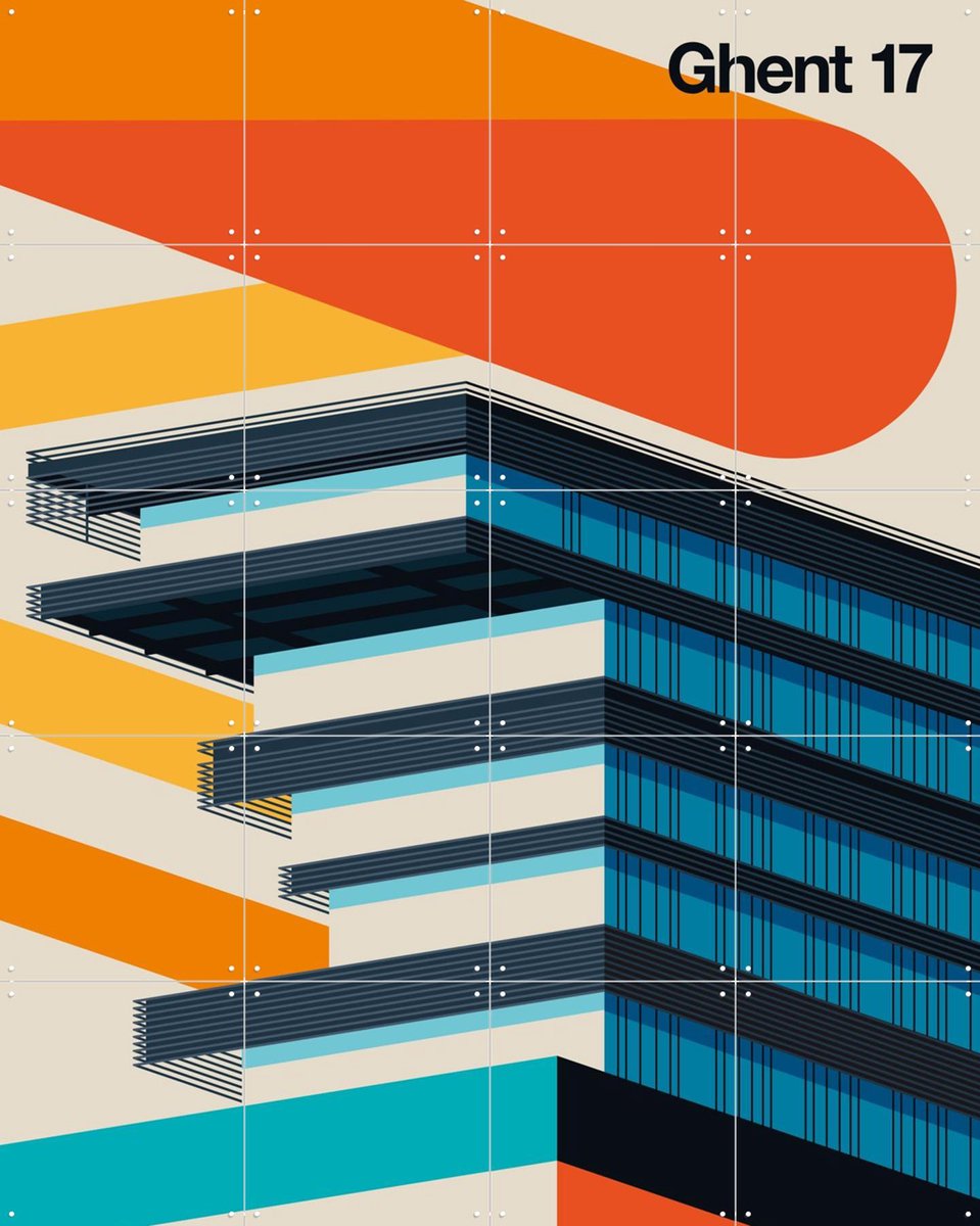 IXXI Ghent 17, Bo Lundberg - 80 x 100 cm - Gratis ophangtool - Grote wanddecoratie en posters - Kleurrijk, Geometrische Kunst, Illustraties, Grafisch