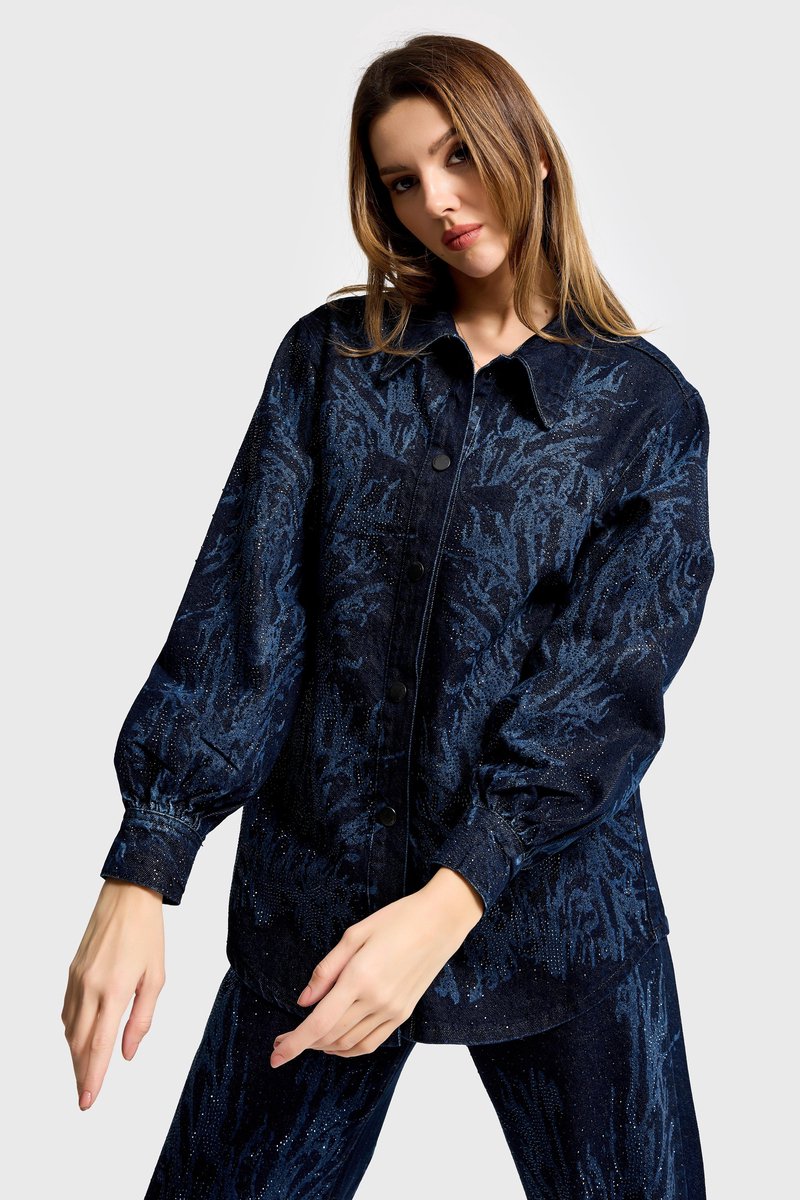 It's Basic - RHINESTONE OVERSIZED DENIM JACKET