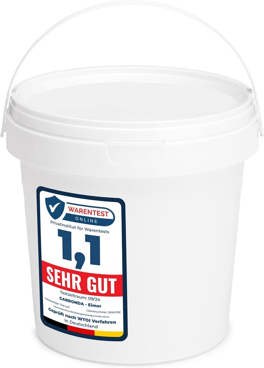Set van 10 Opslagemmers met Deksel 1 Liter voor Voedsel en Chemicaliën (Wit)
