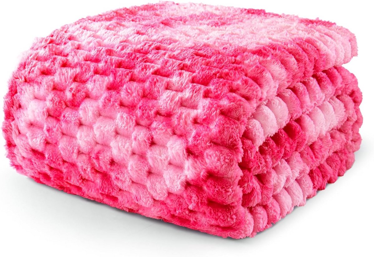 Zachte Fleece Deken Twin Size Jacquard Fluweel 152 x 203 cm Stijlvol Tie-Dye Roze