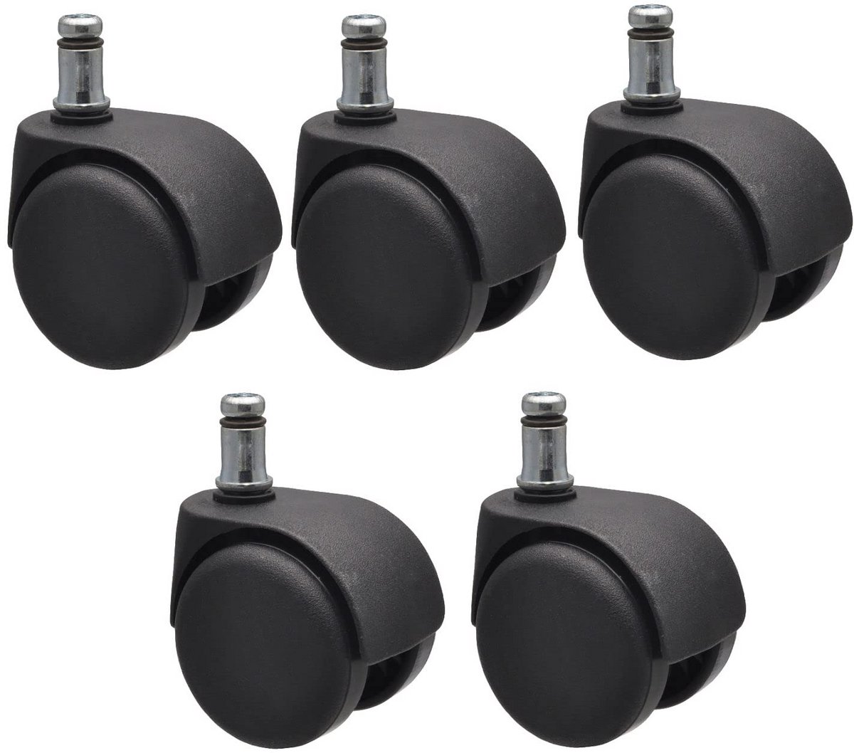 Zwenkwielen Set van 5 met 11mm Pin, Zwart, 50mm Diameter