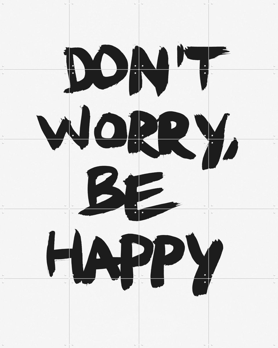 IXXI Don't worry be happy, Marcus Kraft - 80 x 100 cm - Gratis ophangtool - Grote wanddecoratie en posters - Minimalisme, Grafisch Ontwerp, Pop art