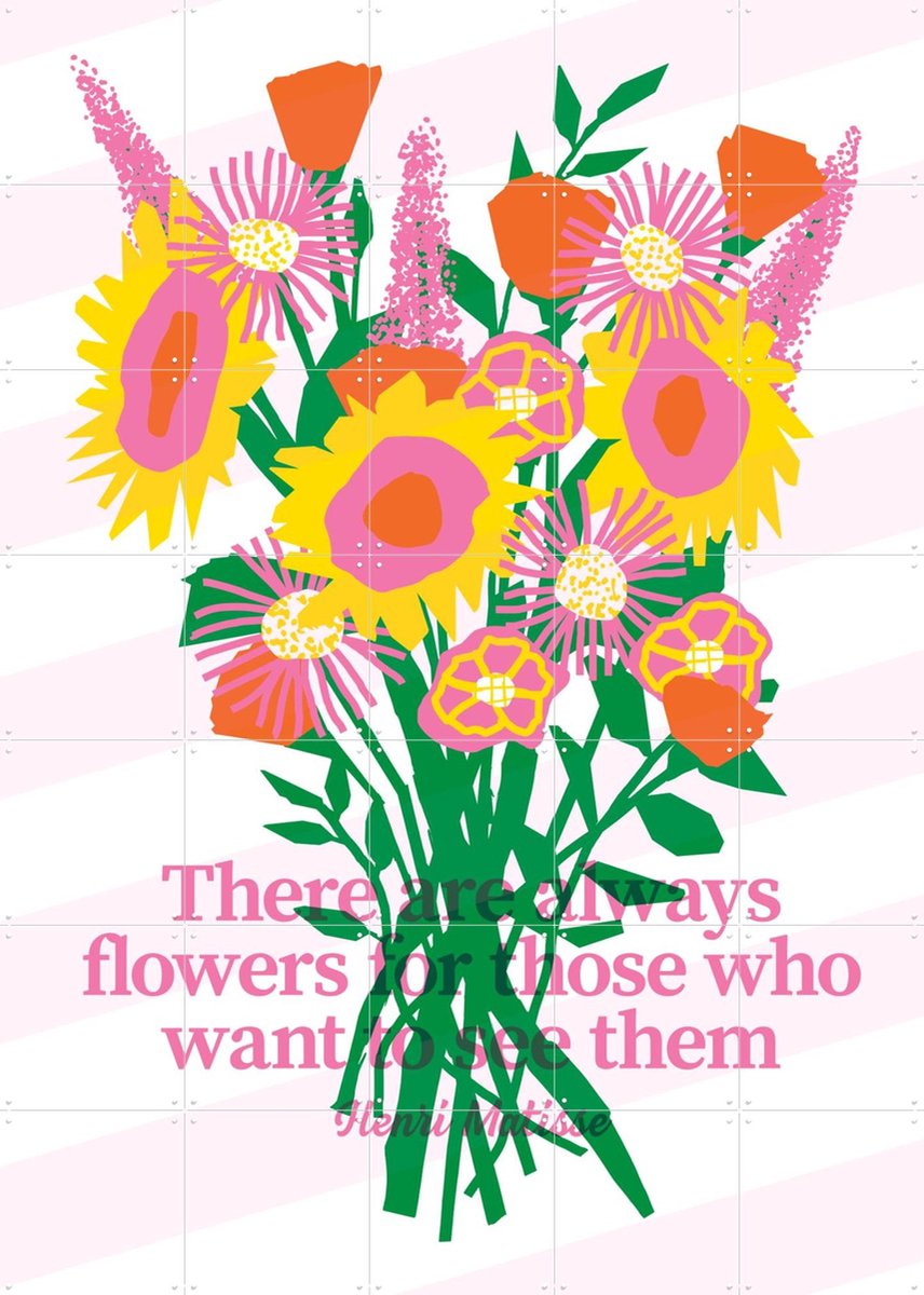 IXXI There are always Flowers, Studio Turbo - 100 x 140 cm - Gratis ophangtool - Grote wanddecoratie en posters - Speels, Kleurrijk, Illustraties