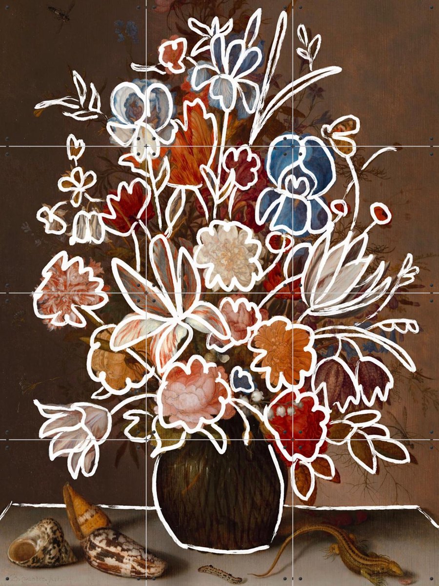 IXXI Florals Rewritten, The New Classics - 60 x 80 cm - Gratis ophangtool - Grote wanddecoratie en posters - Gemengde Technieken, Illustraties
