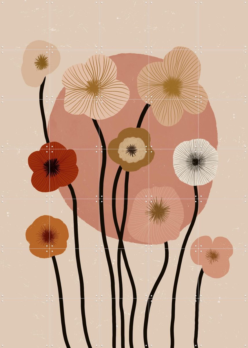 IXXI Japandi Bloom 02, Katarzyna Gąsiorowska & Various - 100 x 140 cm - Gratis ophangtool - Grote wanddecoratie en posters - Illustraties, Grafisch