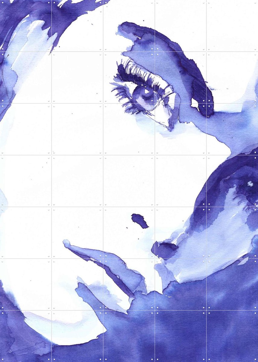 IXXI Indigo, Tiny Stories - 100 x 140 cm - Gratis ophangtool - Grote wanddecoratie en posters - Illustraties, Aquarel, Abstract, Gang, Woonkamer