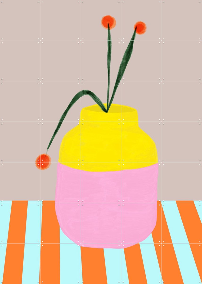IXXI Mio Vaso fresh, Hej.Ibiza - 100 x 140 cm - Gratis ophangtool - Grote wanddecoratie en posters - Kleurrijk, Speels, Digitale Kunst, Illustraties