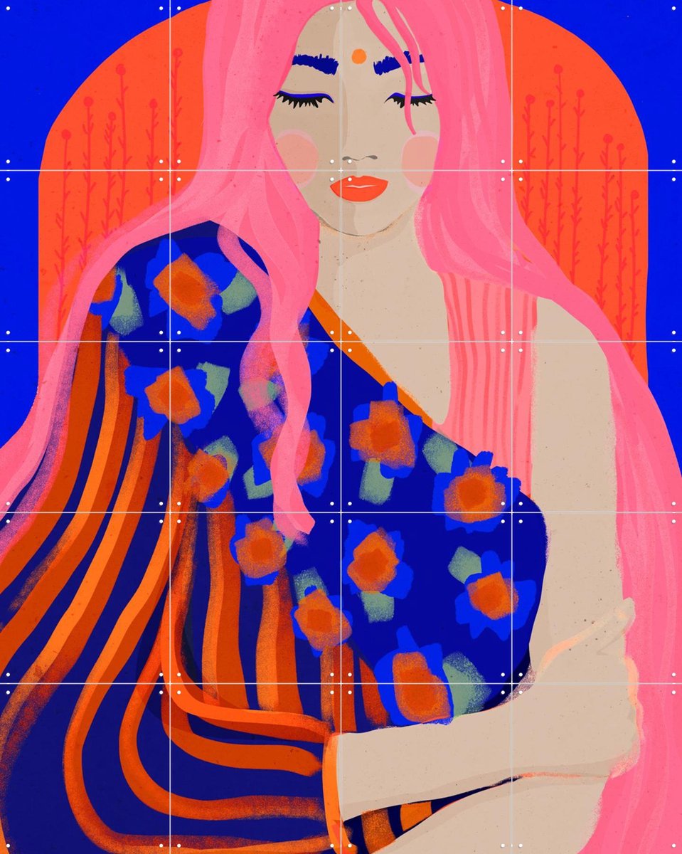IXXI The Inner Peace, Treechild & Various - 80 x 100 cm - Gratis ophangtool - Grote wanddecoratie en posters - Illustraties, Strepen, Grafisch