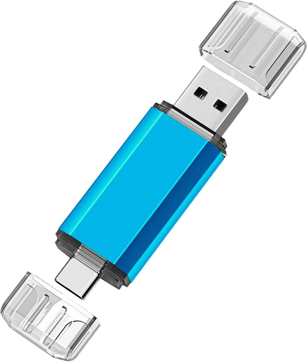 2-in-1 USB Stick met USB-C en USB A Aansluiting voor Telefoon en Computer Opslag