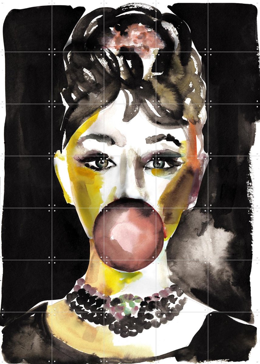 IXXI Audrey Iconic Pop, Victoria Verbaan - 100 x 140 cm - Gratis ophangtool - Grote wanddecoratie en posters - Illustraties, Pop art, Portretten