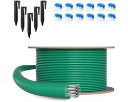Perimeterdraad 100 m voor robotmaaier met 350 pinnen + 12 kabelconnectoren voor robotmaaier