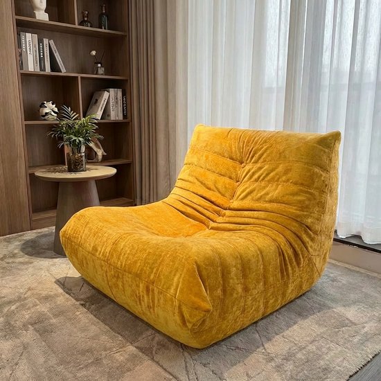 zipsofa 1-zits Fauteuil - Bank met rugleuning - 80×100×72 cm - Ergonomisch en montagevrij - Chenille geel