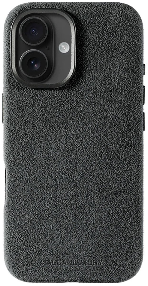 Alcanluxury Alcantara telefoonhoesje geschikt voor Apple iPhone 16 - Space Grey