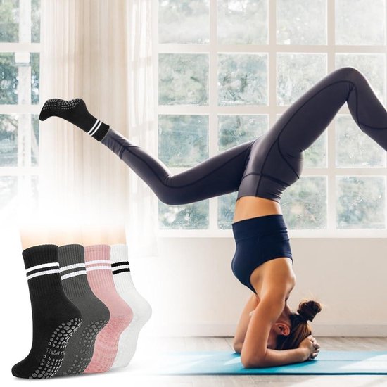 4 paar antislip yogasokken voor dames - yoga pilates sokken met grip - thuis fitness accessoires — afbeelding 5